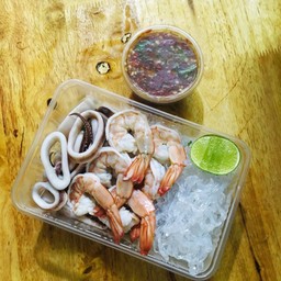 ยำเส้นแก้ว+กุ้ง+หมึก