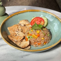 Vegan Stir-Fried Rice with Soy Chicken Herb