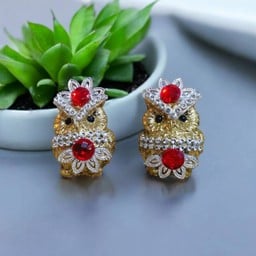 นกฮูกสีเหลืองทอง ถวายพระแม่ลักษมี (1 คู่ สุ่มสีเพชร)