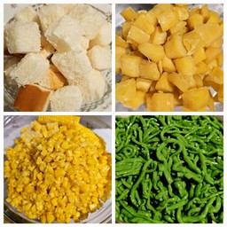 ขนมปัง มัน ข้าวโพด ลอดช่อง
