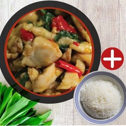 ข้าวราดกระเพราไก่ชิ้น