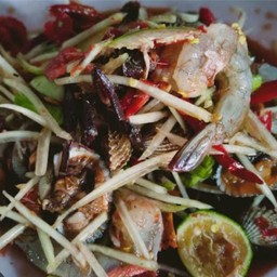 ตำหอยแครง+กุ้งสด