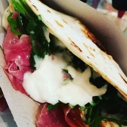 Pizza Dough   sandwich, Piadina  or Sourdough  (ALL HOME MADE)  Burrata and Parma Ham