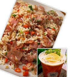 เซ็ตข้าวผัดเบคอน+เครื่องดื่มเย็น