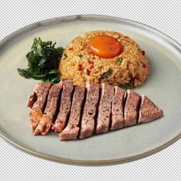 L1 ข้าวคลุกซอสกะเพรา ออสวากิวสเต็ก