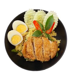 ข้าวผัดแกงเขียวหวานไก่กรอบ