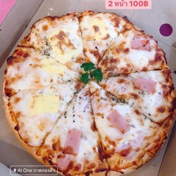 Pizza L ไส้กรอกรมควัน+ดับเบิ้ลชีส (1 ถาดได้ 2 หน้าคุ้มๆ)