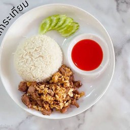 ข้าวหมูทอดกระเทียม