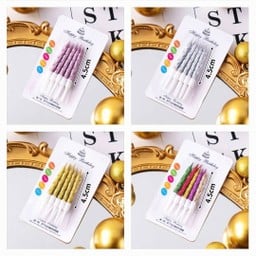 เทียนวันเกิดแบบสั้น สีเมทัลลิค