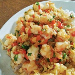 ข้าวกุ้งสับคั่วพริกเกลือ (ไม่รับไข่)
