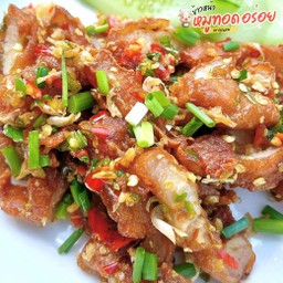 (กับข้าว) สามชั้นทอด คั่วพริกเกลือ 🌶️🧂