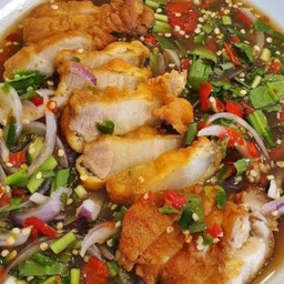 ตำปลาร้าหมูกรอบ