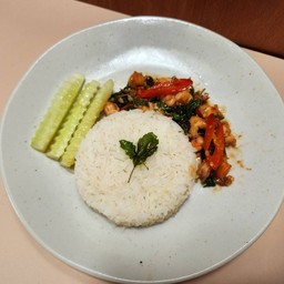 ข้าวกุ้งสับผัดพริกขี้หนูสวน