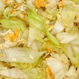 Stir-Fried Cabbage With Egg (No Meat) On Rice