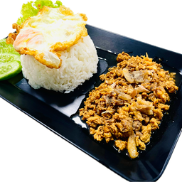 ข้าวผัดกระเทียมหมูสับ