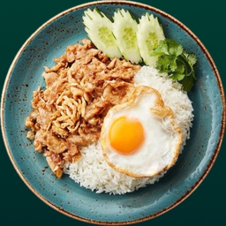 ข้าว+หมูกระเทียม+ไข่ดาว