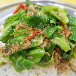 แขนงหมูสับ ราดข้าว
