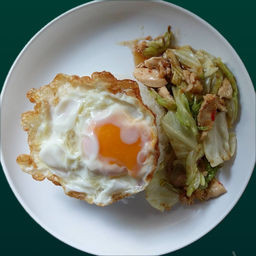 ข้าว+ผัดกะหล่ำปลีไก่+ไข่ดาว