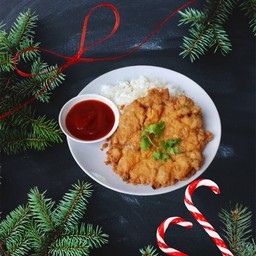 ข้าวไข่เจียวหมูสับซอสมะเขือเทศ