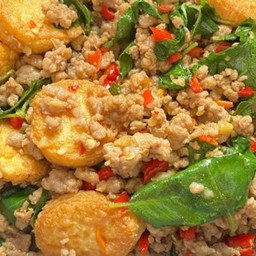 กระเพราเต้าหู้หมูสับ (เป็นกับข้าว)