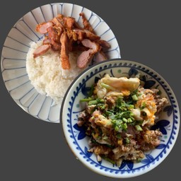 ข้าวหมูทอดxแหนมผัดไข่