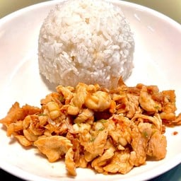 ไก่ทอดกระเทียม ราดข้าว