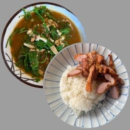 ข้าวหมูทอดxแกงผักหวานใส่ปลาย่าง