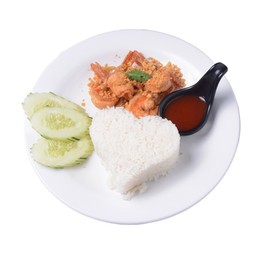 ข้าวกุ้ง-ปลาหมึกกระเทียม