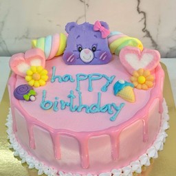 เค้กนมสดครีมนมชมพูหน้าน้ำตาลหมีแคร์แบร์