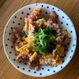 จิ้นส้มผัดไข่(แหนม)