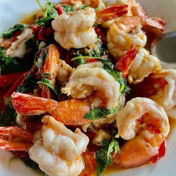 ข้าวราดผัดกะเพรากุ้ง
