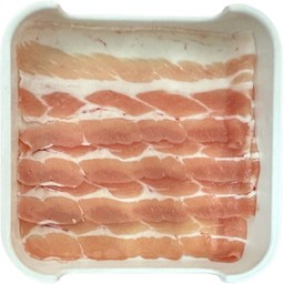 หมูสามชั้นสไลด์ถาดขาว
