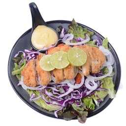 สลัดไก่ทอด ซอสครีมมะนาว