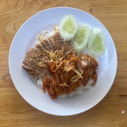 ข้าวเนื้อทอด + ไก่ทอด