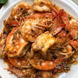 ข้าวราดกุ้งกระเทียม