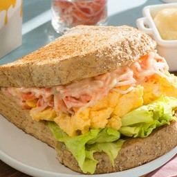 Alaska King Crab Stick Scrambled Cheese Sandwich