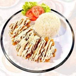 ข้าวไก่กรอบ ซอสซาวครีม