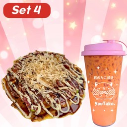 Set4: โอโคโนมิยากิเบคอน +เครื่องดื่ม 1แก้ว