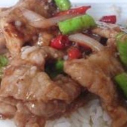 หมูผัดกะปิราดข้าว