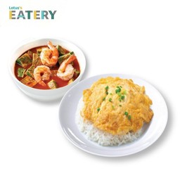 [ข้าวไข่เจียวนัว]ข้าวไข่เจียว+แกงส้มดอกแค