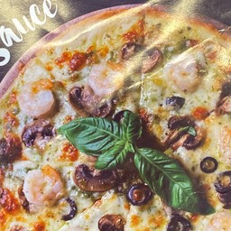 Pizza เพรสโต้กุ้งย่าง