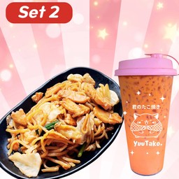 Set2 : ยากิโซบะไก่ +เครื่องดื่ม 1 แก้ว