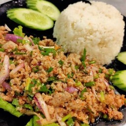 ลาบหมูราดข้าว
