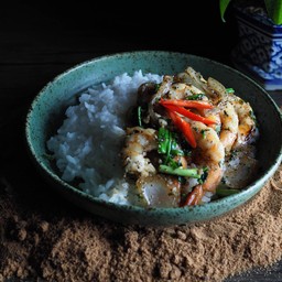 ข้าวกุ้งผัดพริกไทยดำ