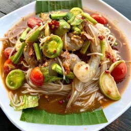 [อร่อยซ่ากับโค้ก] ตำซั่วกุ้งสด +  โค้ก ออริจินัล (ขวด)