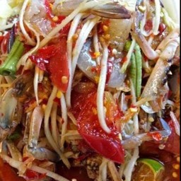 ตำปลาร้า ปูม้า กุ้งสด