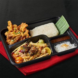 เบนโตะส้มตำ+ไก่ทอดโบราณ