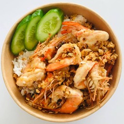 ข้้าวกุ้งทอดกระเทียม(กุ้งแชบ๋วย)