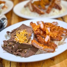 ข้าวหมูทอด+ตับกระเทียม