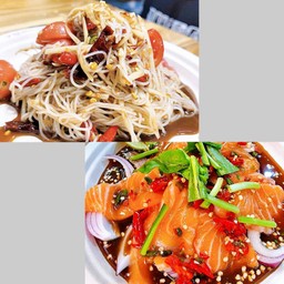 [คู่อร่อย] ตำซั่ว+ยำแซลมอน